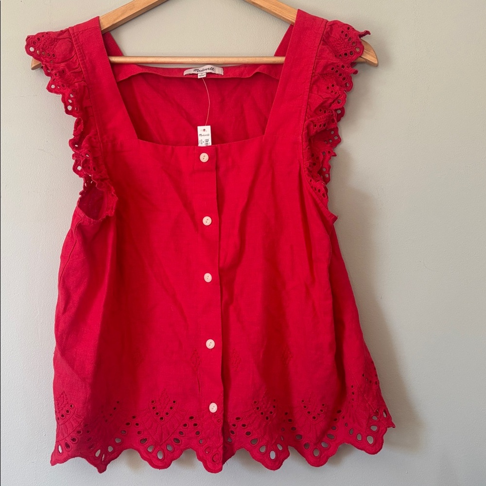 Madewell Vibrant Red Sleeveless Top NWT size m